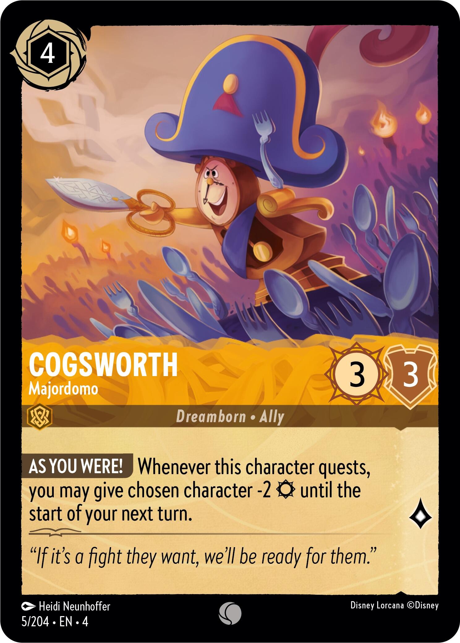 Cogsworth - Majordomo (5/204) [Ursula's Return] | Cards and Coasters CA