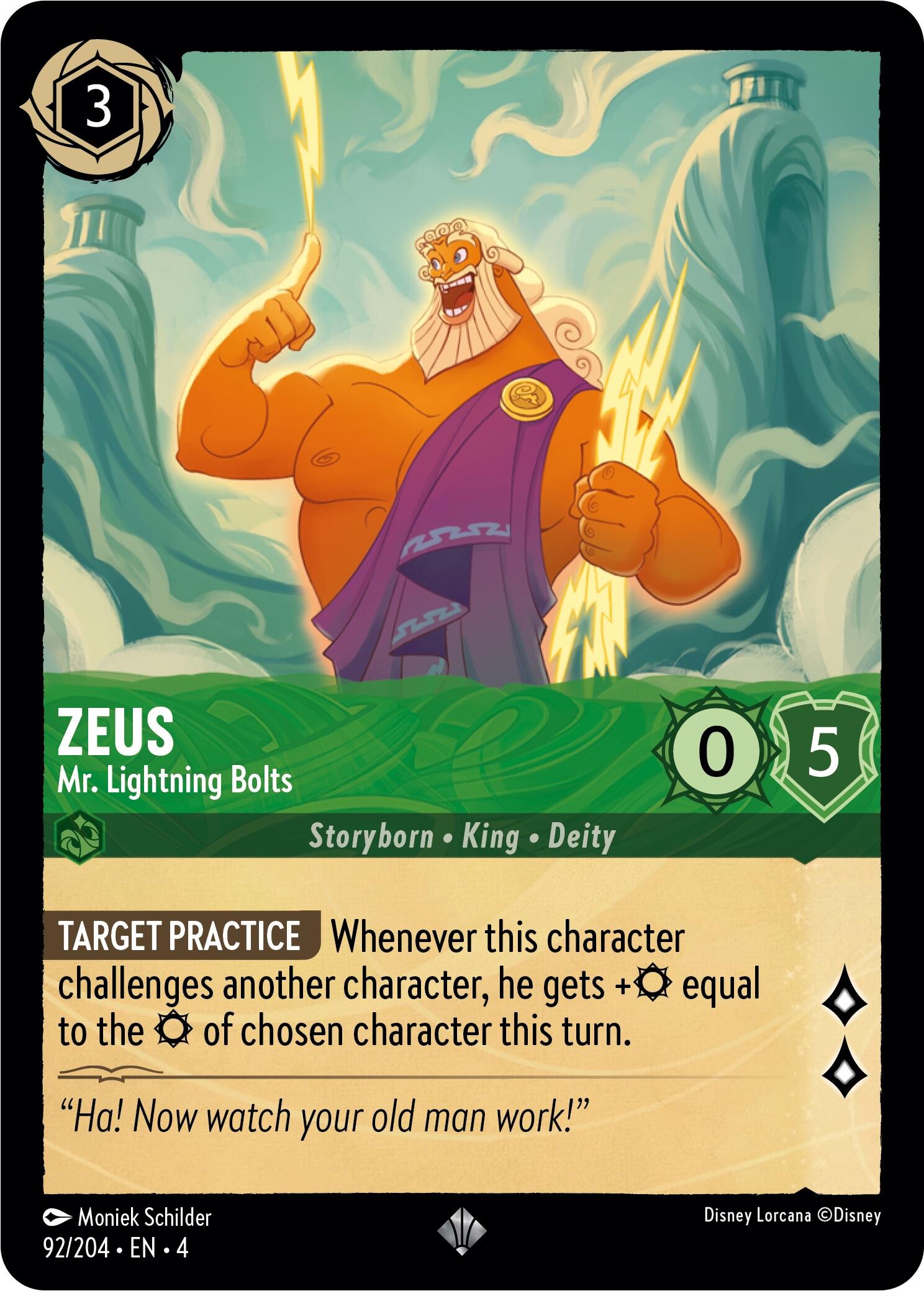 Zeus - Mr. Lightning Bolts (92/204) [Ursula's Return] | Cards and Coasters CA