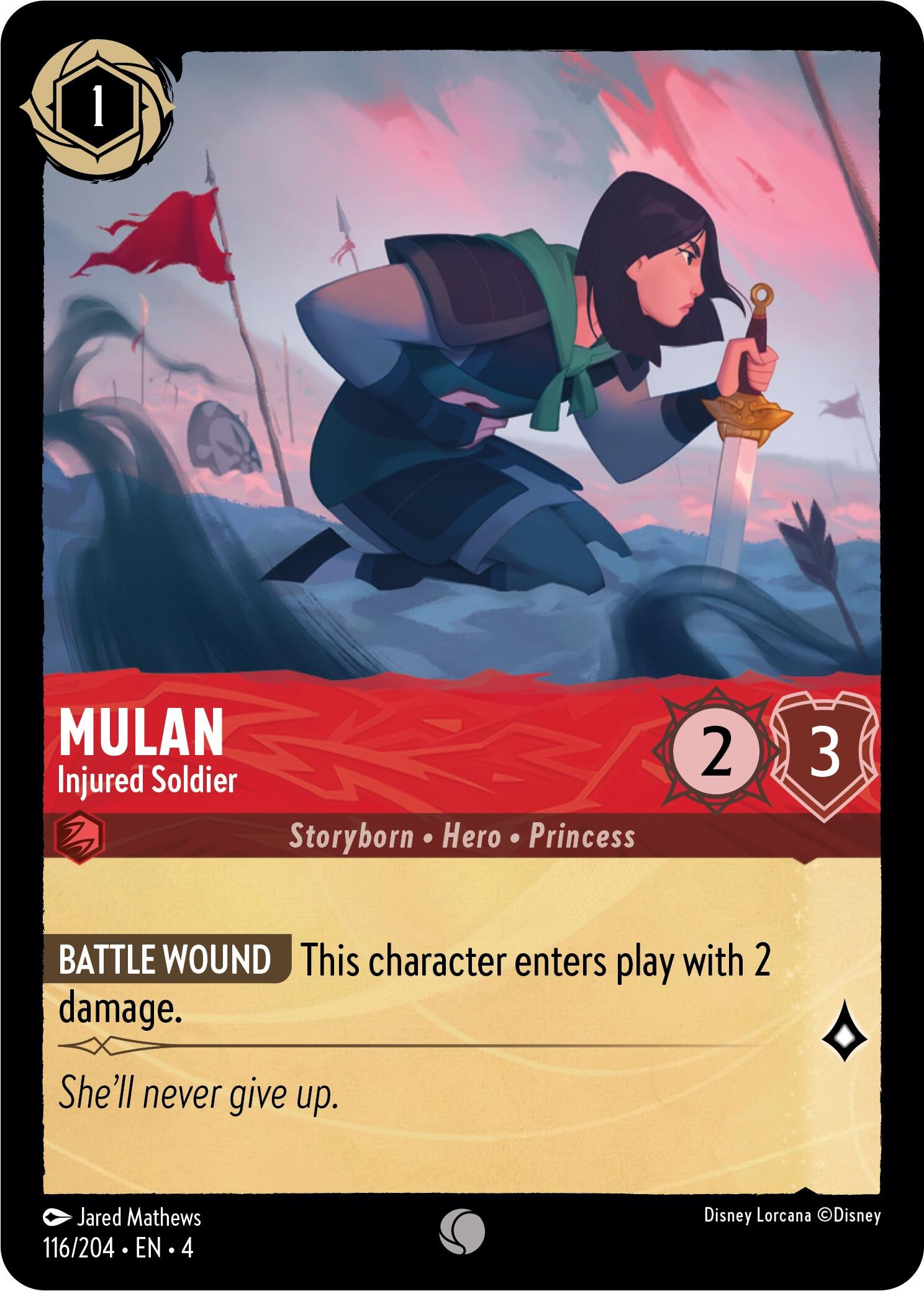 Mulan - Injured Soldier (116/204) [Ursula's Return] | Cards and Coasters CA