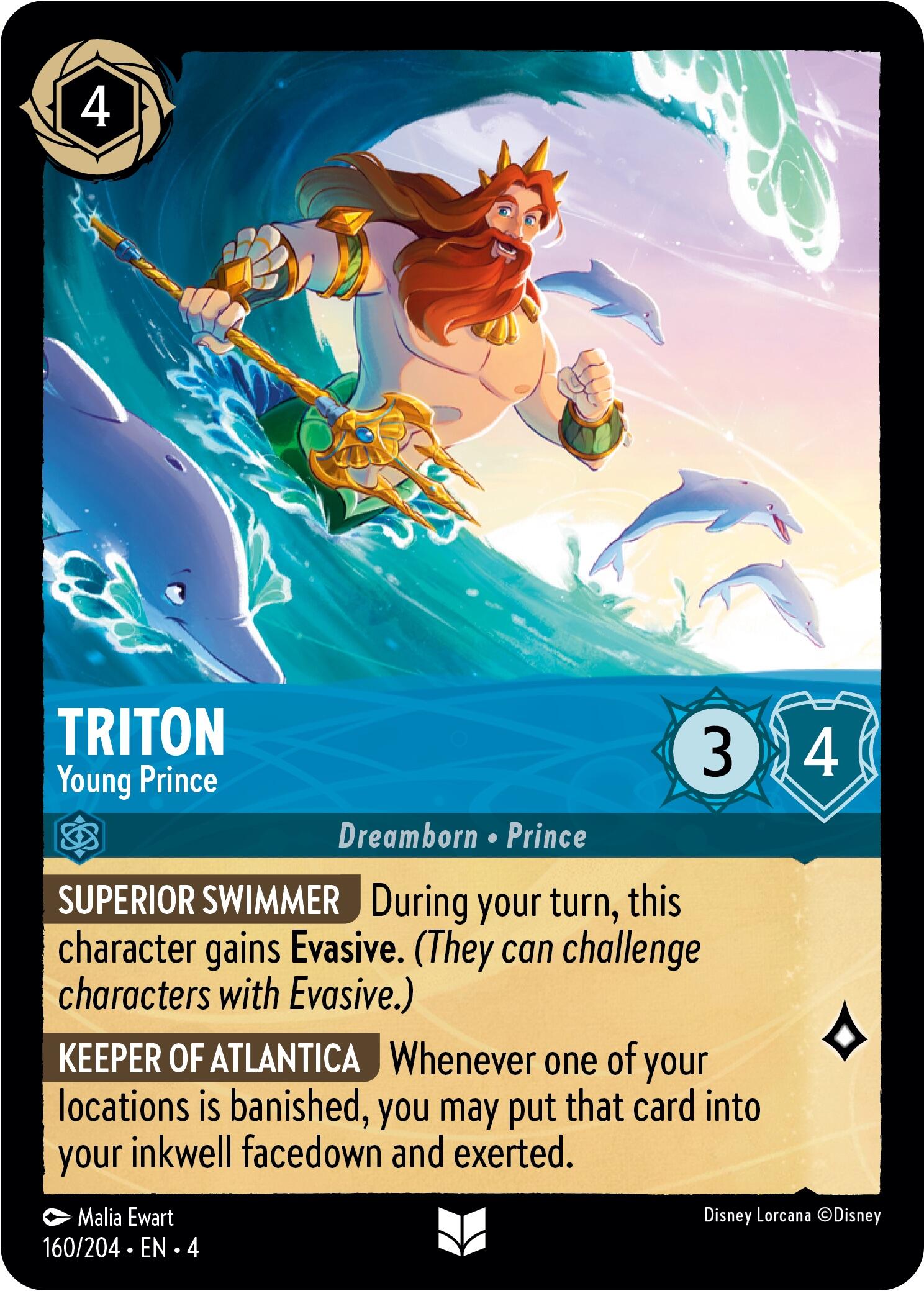 Triton - Young Prince (160/204) [Ursula's Return] | Cards and Coasters CA