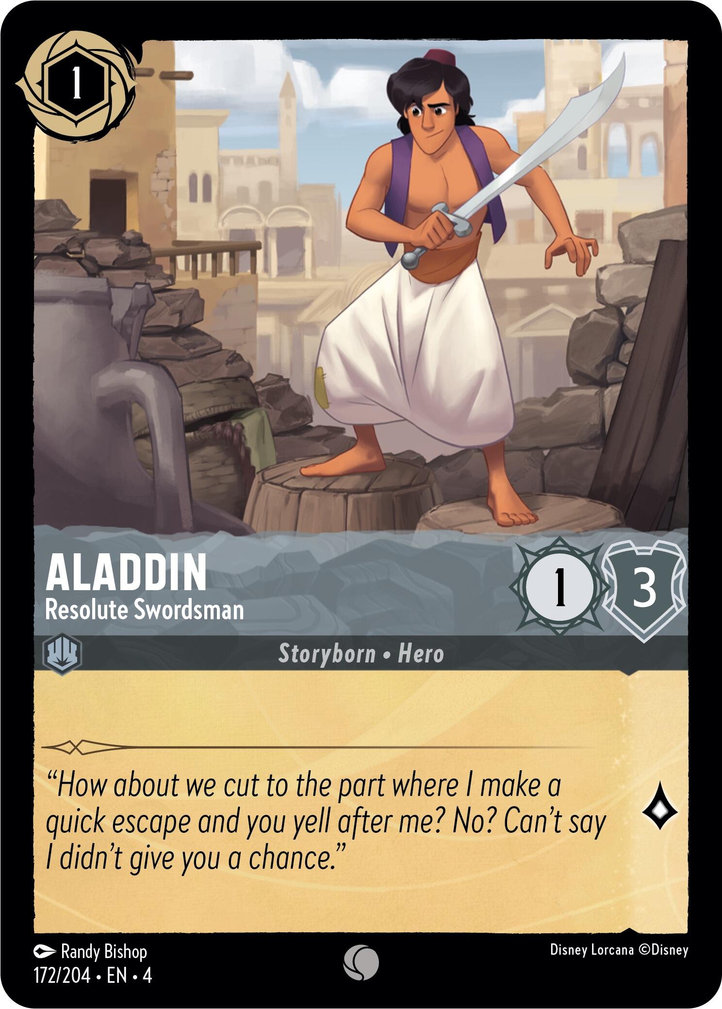 Aladdin - Resolute Swordsman (172/204) [Ursula's Return] | Cards and Coasters CA
