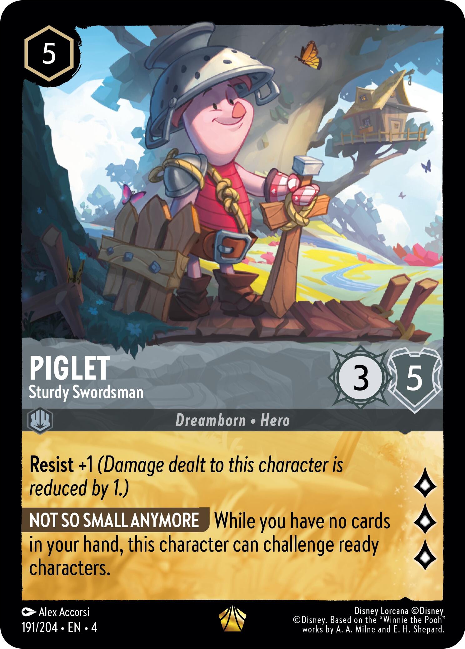 Piglet - Sturdy Swordsman (191/204) [Ursula's Return] | Cards and Coasters CA