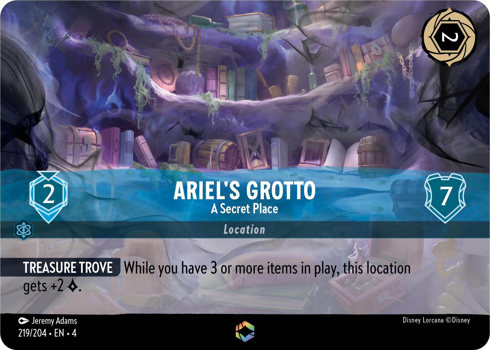 Ariel's Grotto - A Secret Place (Enchanted) (219/204) [Ursula's Return] | Cards and Coasters CA