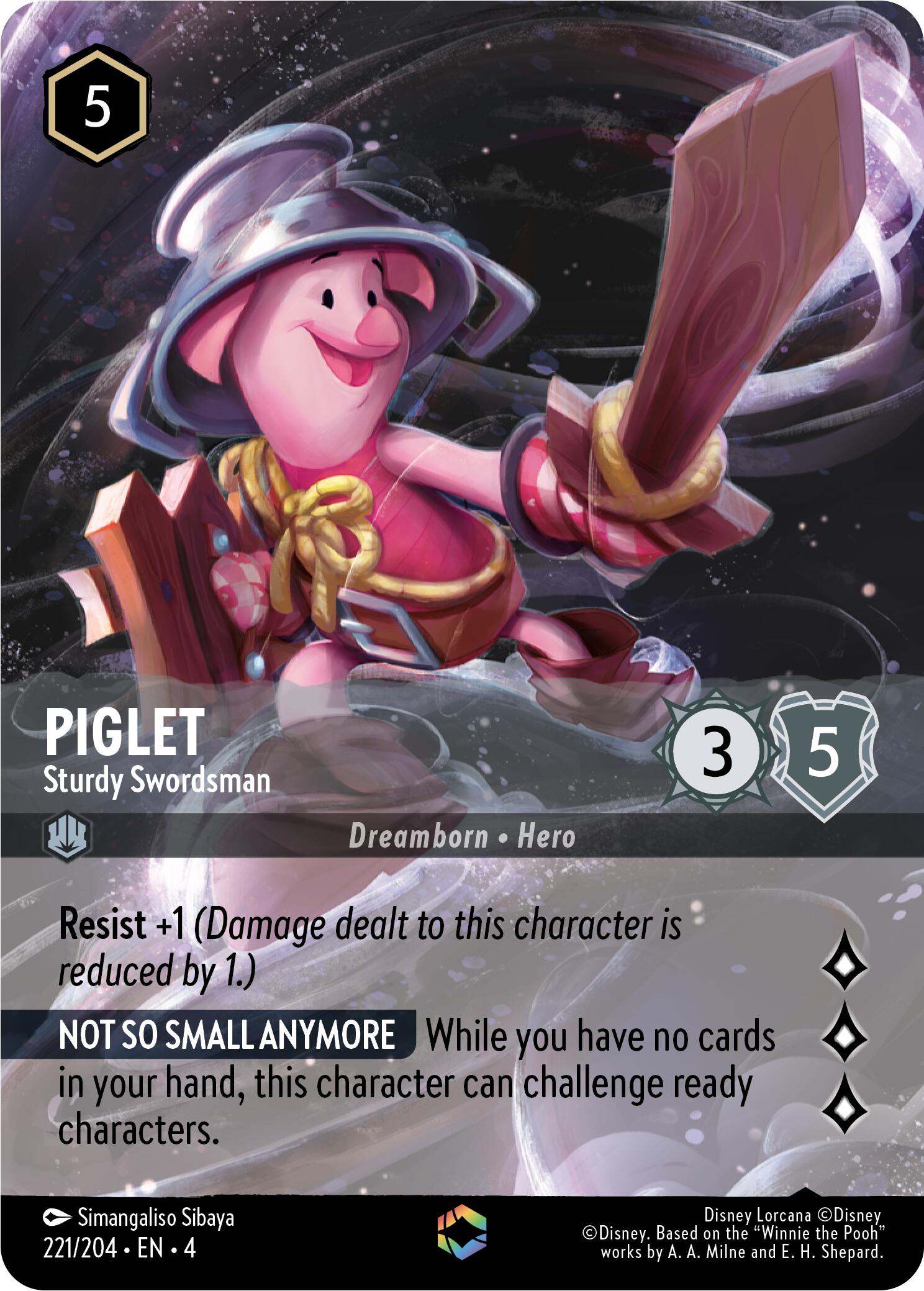 Piglet - Sturdy Swordsman (Enchanted) (221/204) [Ursula's Return] | Cards and Coasters CA
