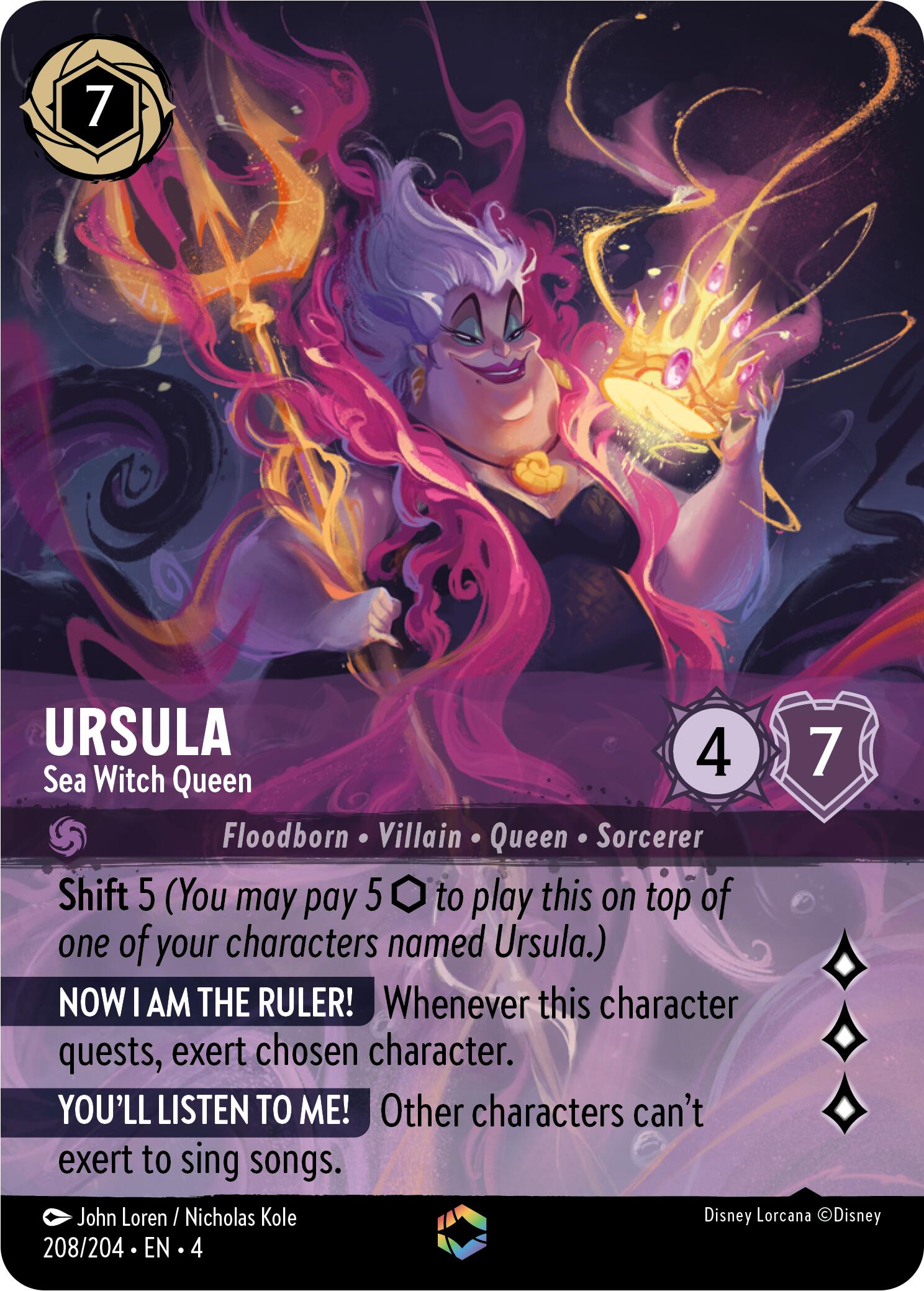 Ursula - Sea Witch Queen (Enchanted) (208/204) [Ursula's Return] | Cards and Coasters CA