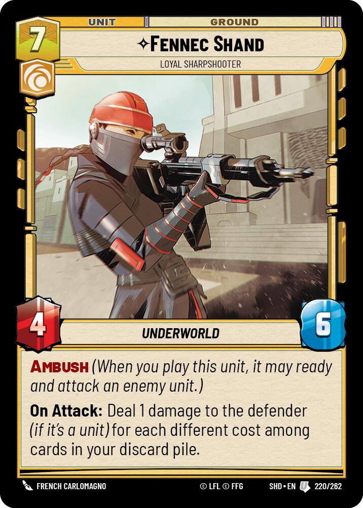 Fennec Shand - Loyal Sharpshooter (220/262) (220/262) [Shadows of the Galaxy] | Cards and Coasters CA