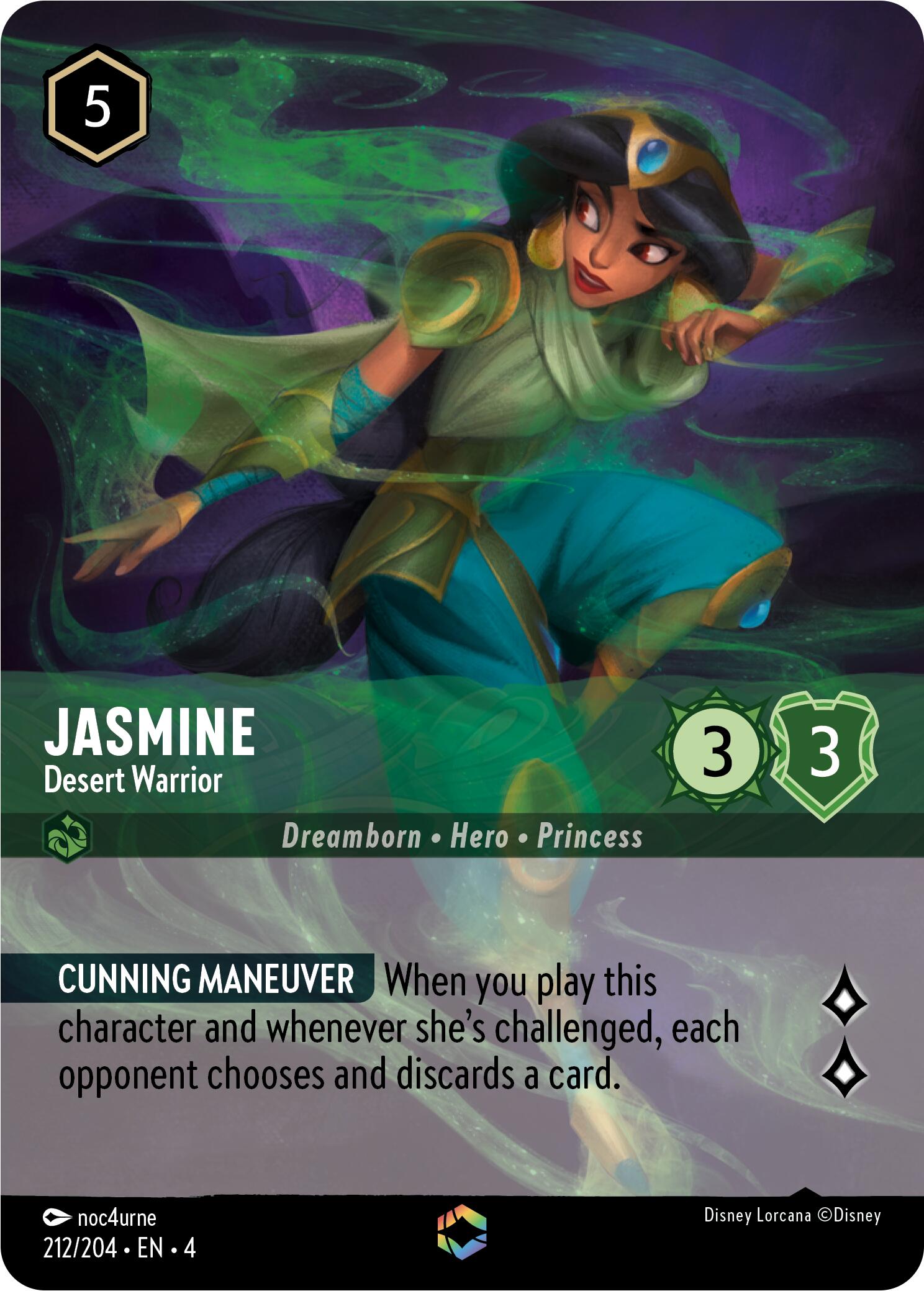 Jasmine - Desert Warrior (Enchanted) (212/204) [Ursula's Return] | Cards and Coasters CA