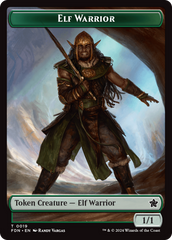 Emblem - Vivien Reid // Elf Warrior Double-Sided Token [Foundations Tokens] | Cards and Coasters CA