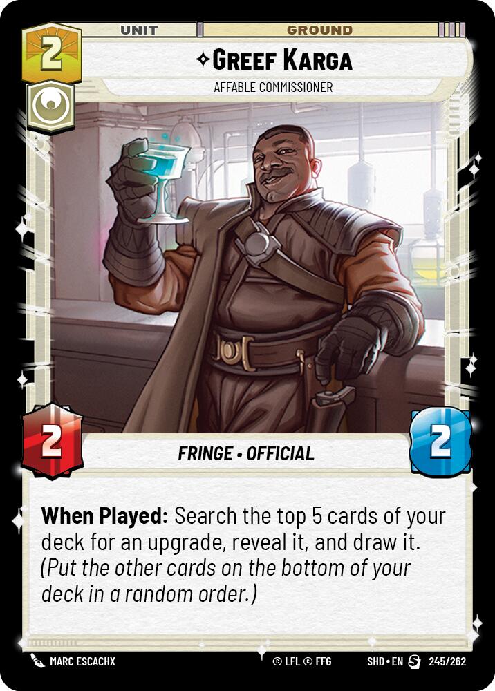 Greef Karga - Affable Commissioner (245/262) (245/262) [Shadows of the Galaxy] | Cards and Coasters CA