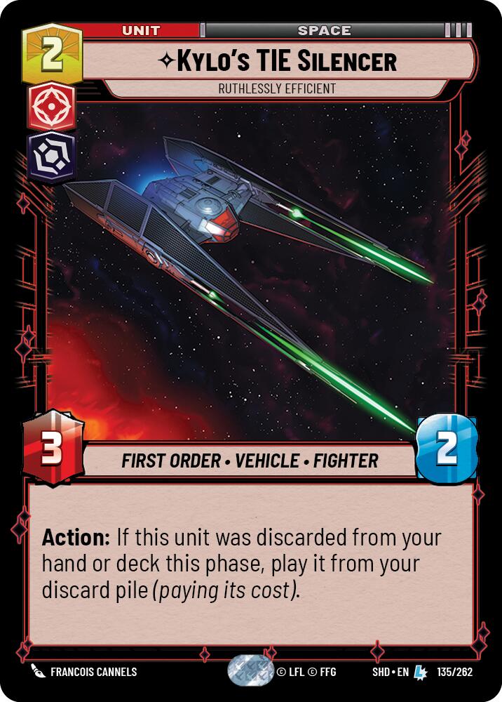 Kylo's TIE Silencer - Ruthlessly Efficient (135/262) (135/262) [Shadows of the Galaxy] | Cards and Coasters CA