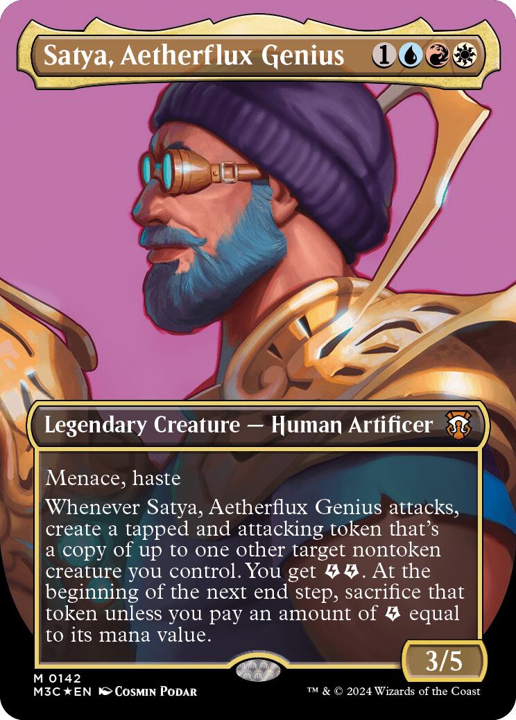 Satya, Aetherflux Genius (Borderless) (Ripple Foil) [Modern Horizons 3 Commander] | Cards and Coasters CA