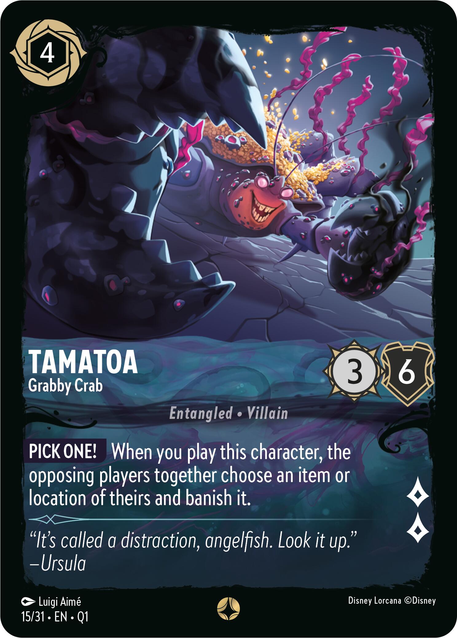 Tamatoa - Grabby Crab (15/31) [Illumineer's Quest: Deep Trouble] | Cards and Coasters CA