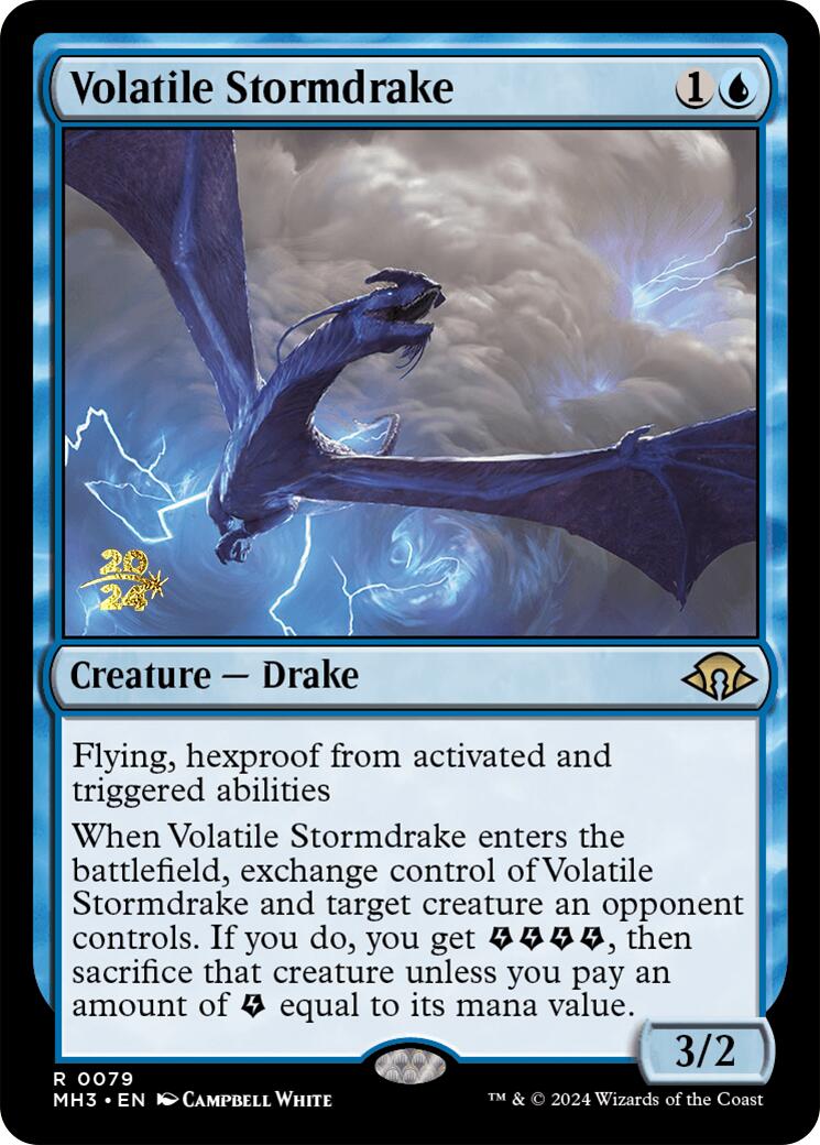 Volatile Stormdrake [Modern Horizons 3 Prerelease Promos] | Cards and Coasters CA