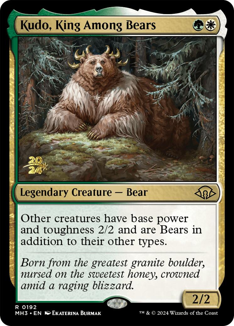 Kudo, King Among Bears [Modern Horizons 3 Prerelease Promos] | Cards and Coasters CA