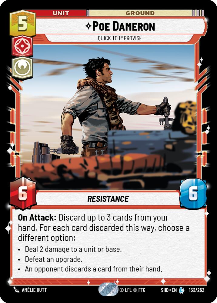 Poe Dameron - Quick to Improvise (153/262) (153/262) [Shadows of the Galaxy] | Cards and Coasters CA