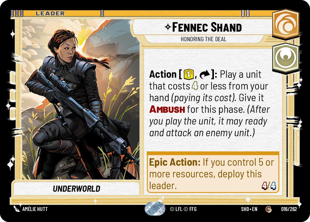 Fennec Shand - Honoring the Deal (016/262) (016/262) [Shadows of the Galaxy] | Cards and Coasters CA