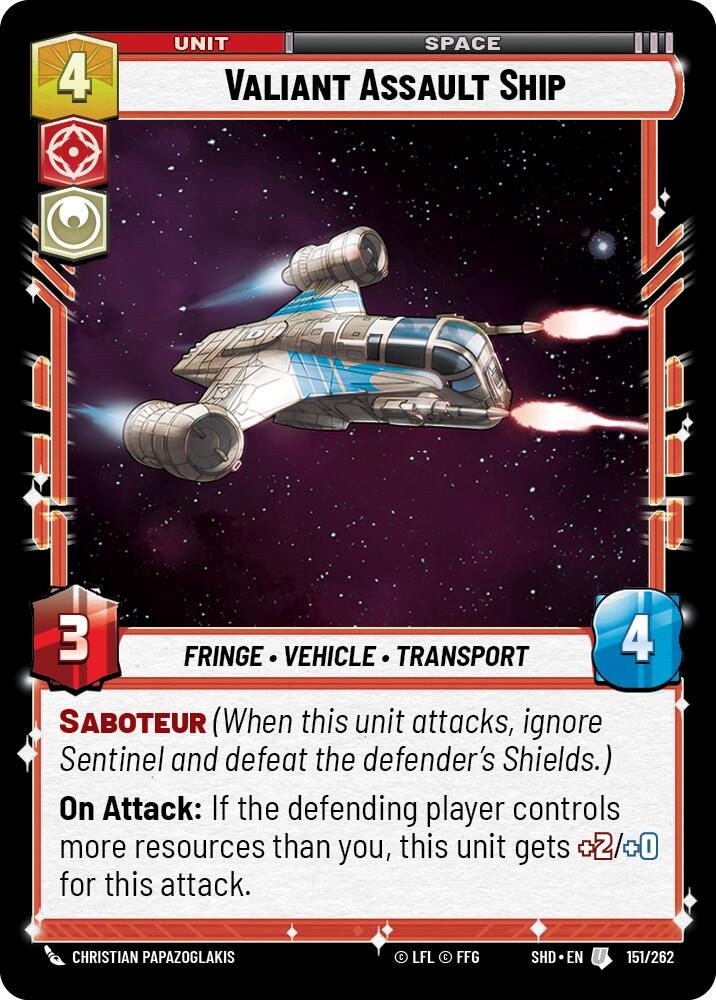 Valiant Assault Ship (151/262) (151/262) [Shadows of the Galaxy] | Cards and Coasters CA