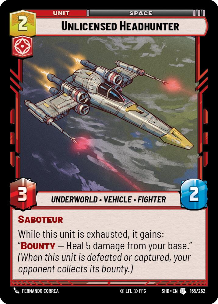 Unlicensed Headhunter (165/262) (165/262) [Shadows of the Galaxy] | Cards and Coasters CA