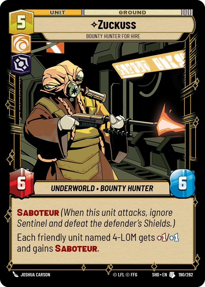 Zuckuss - Bounty Hunter for Hire (190/262) [Shadows of the Galaxy] | Cards and Coasters CA