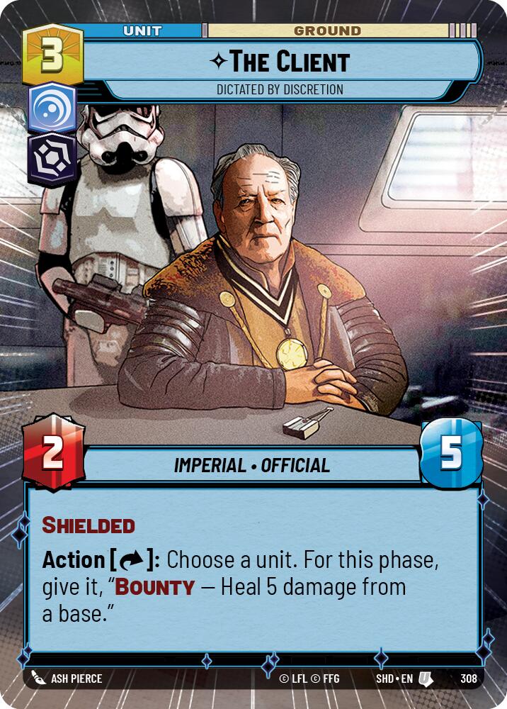 The Client - Dictated by Discretion (308) (Hyperspace) (308) [Shadows of the Galaxy] | Cards and Coasters CA