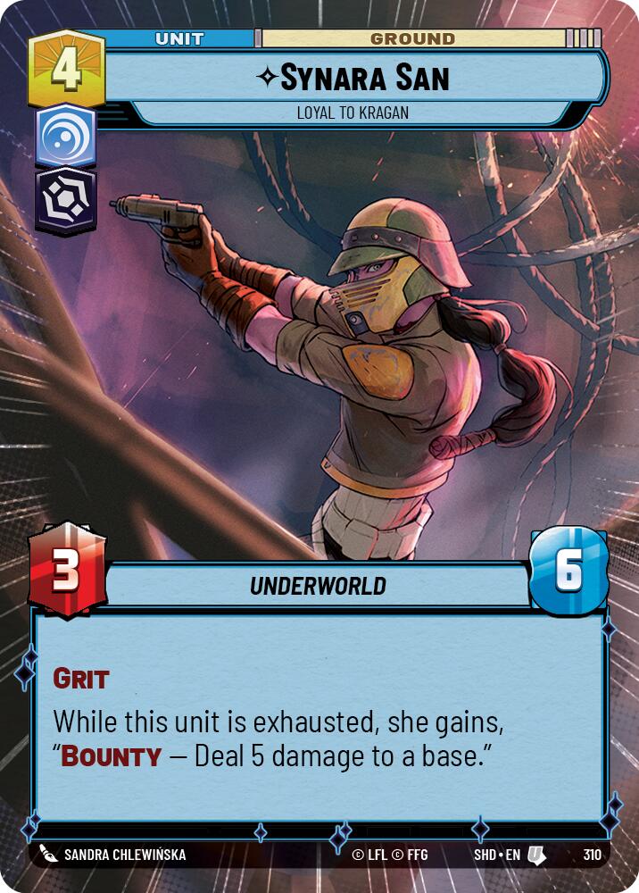 Synara San - Loyal to Kragan (310) (Hyperspace) (310) [Shadows of the Galaxy] | Cards and Coasters CA