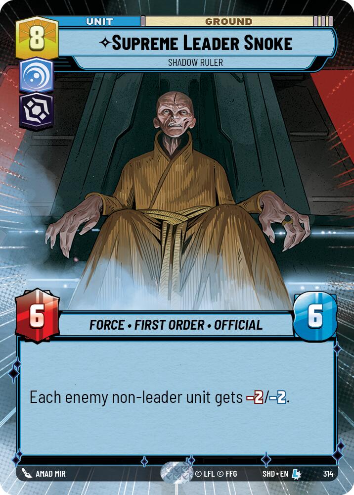 Supreme Leader Snoke - Shadow Ruler (314) (Hyperspace) (314) [Shadows of the Galaxy] | Cards and Coasters CA