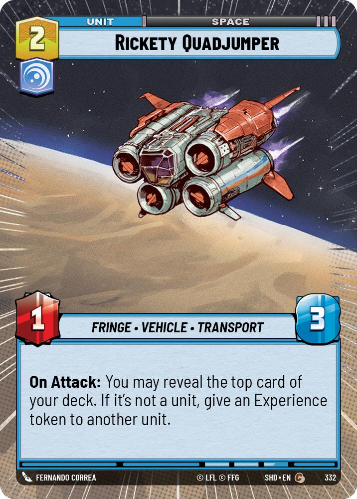 Rickety Quadjumper (332) (Hyperspace) (332) [Shadows of the Galaxy] | Cards and Coasters CA