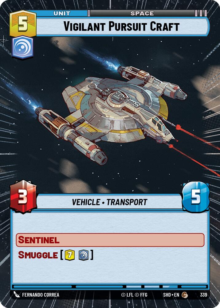 Vigilant Pursuit Craft (339) (Hyperspace) (339) [Shadows of the Galaxy] | Cards and Coasters CA