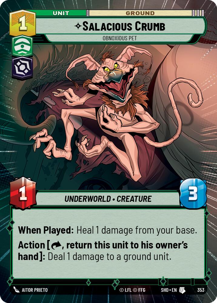 Salacious Crumb - Obnoxious Pet (353) (Hyperspace) (353) [Shadows of the Galaxy] | Cards and Coasters CA
