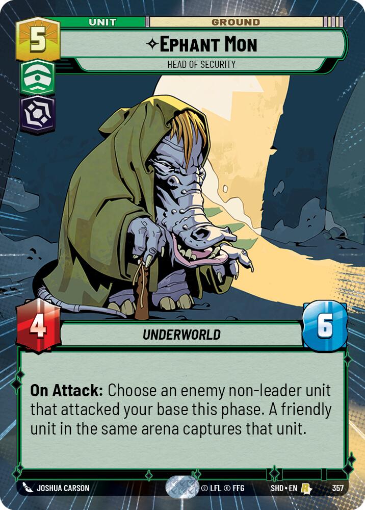 Ephant Mon - Head of Security (357) (Hyperspace) (357) [Shadows of the Galaxy] | Cards and Coasters CA