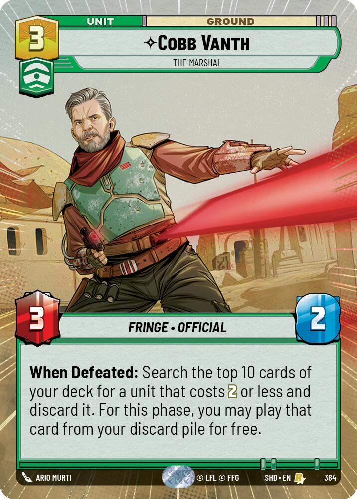 Cobb Vanth - The Marshal (384) (Hyperspace) (384) [Shadows of the Galaxy] | Cards and Coasters CA