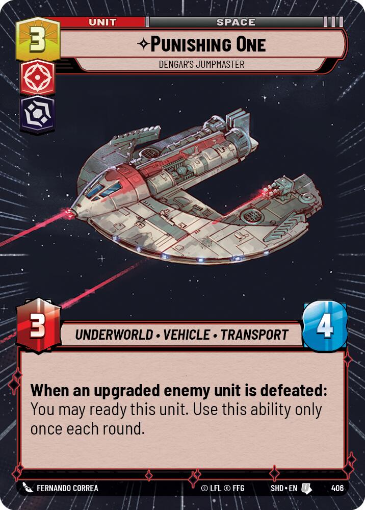 Punishing One - Dengar's Jumpmaster (406) (Hyperspace) (406) [Shadows of the Galaxy] | Cards and Coasters CA