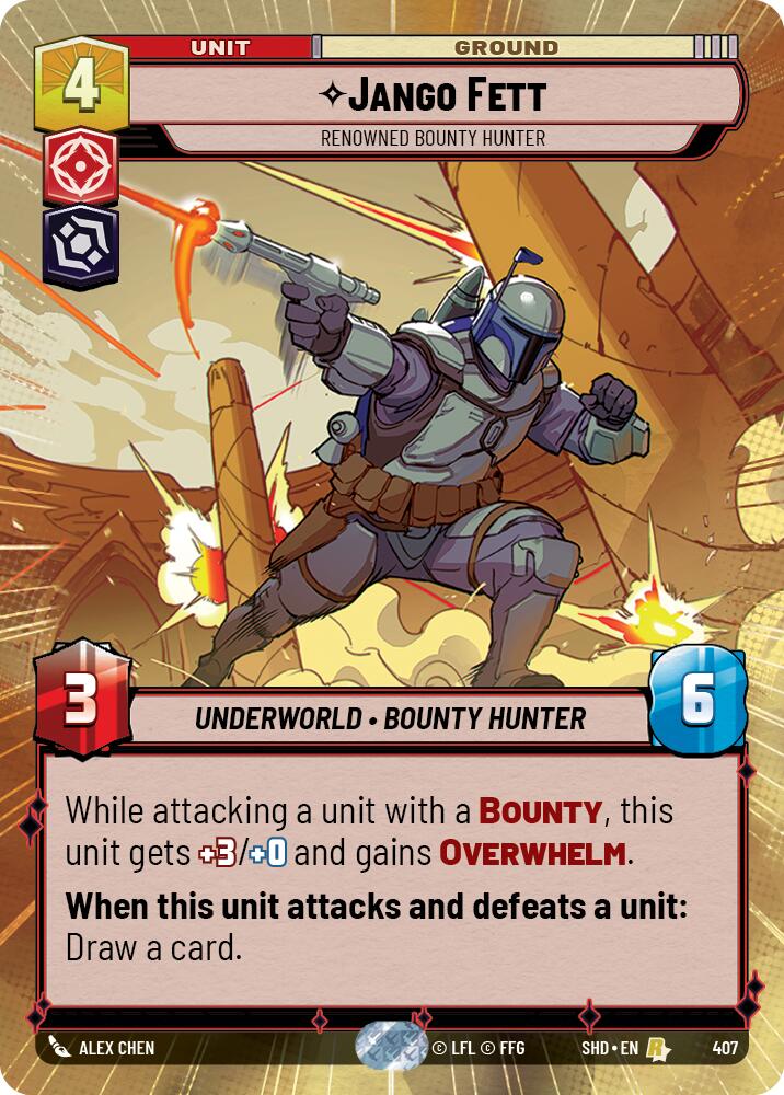 Jango Fett - Renowned Bounty Hunter (407) (Hyperspace) (407) [Shadows of the Galaxy] | Cards and Coasters CA
