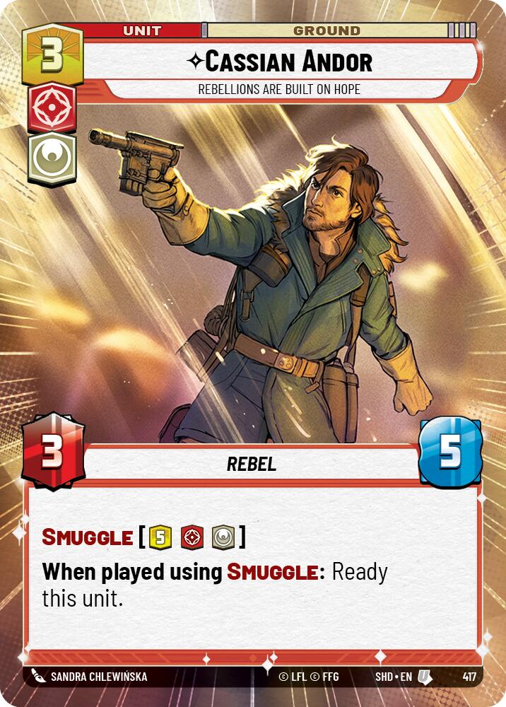 Cassian Andor - Rebellions Are Built On Hope (417) (Hyperspace) (417) [Shadows of the Galaxy] | Cards and Coasters CA