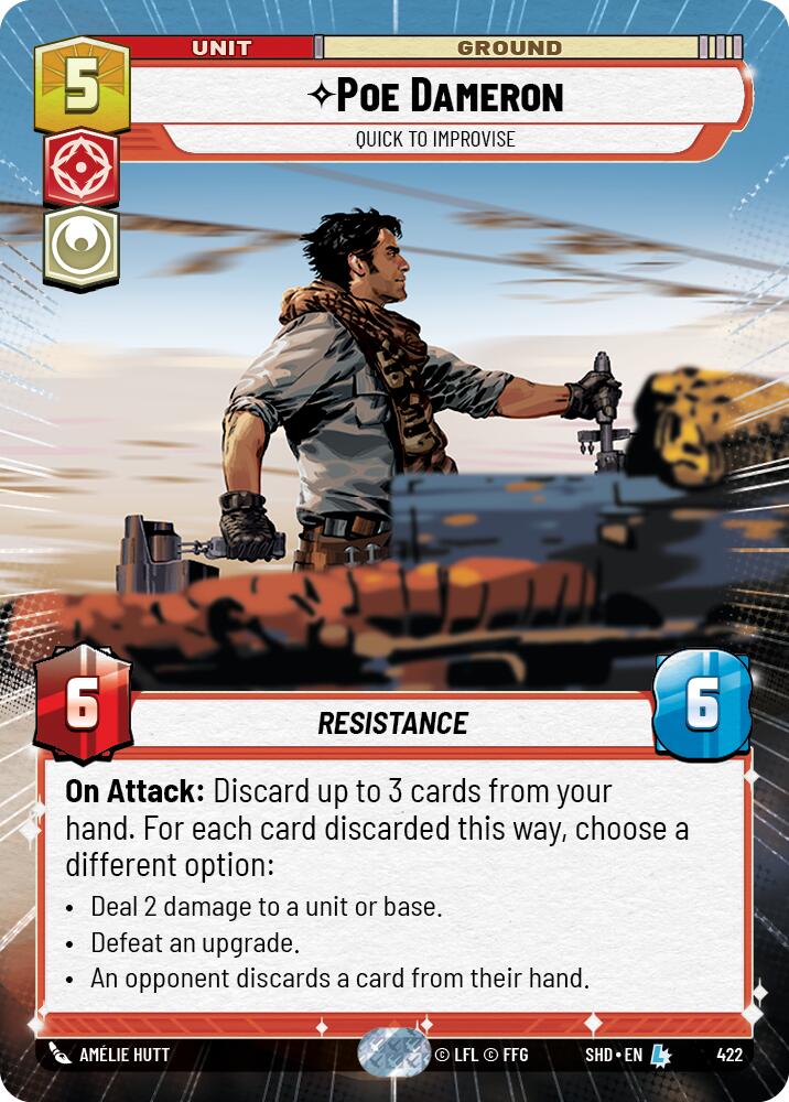 Poe Dameron - Quick to Improvise (422) (Hyperspace) (422) [Shadows of the Galaxy] | Cards and Coasters CA