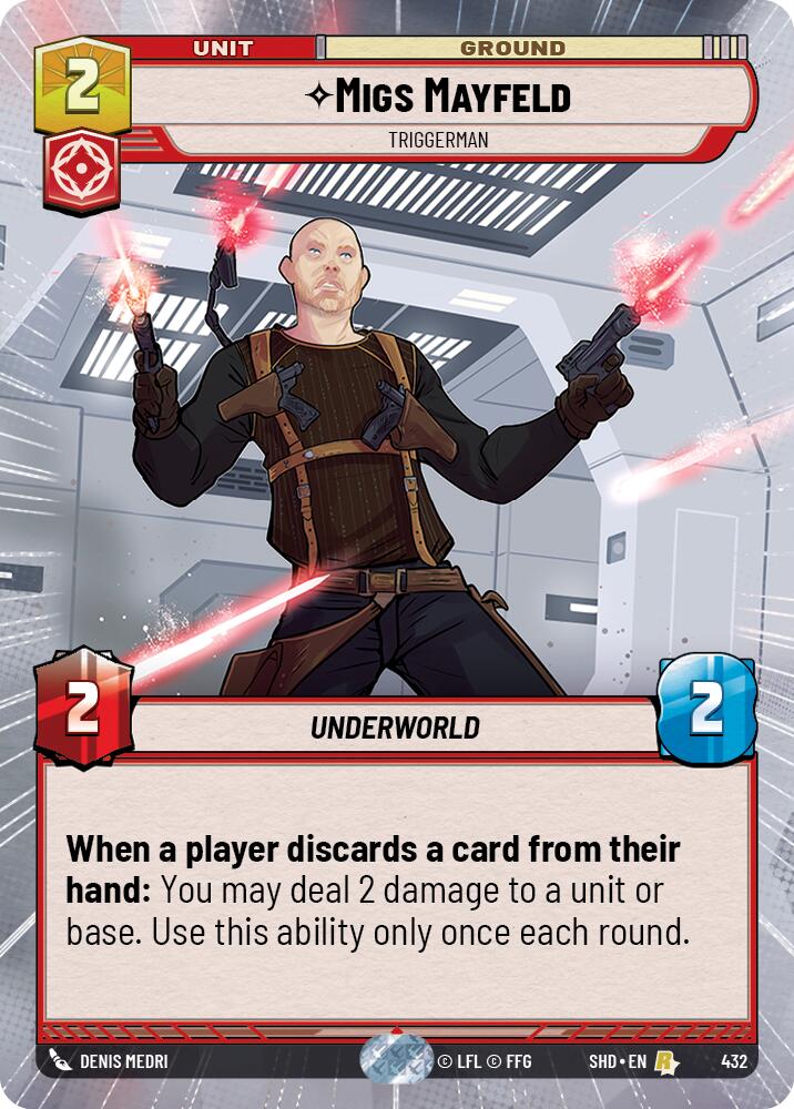 Migs Mayfeld - Triggerman (432) (Hyperspace) (432) [Shadows of the Galaxy] | Cards and Coasters CA