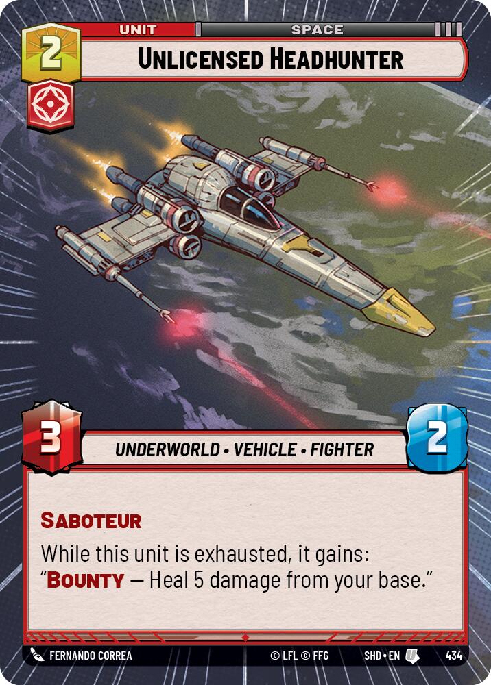 Unlicensed Headhunter (434) (Hyperspace) (434) [Shadows of the Galaxy] | Cards and Coasters CA