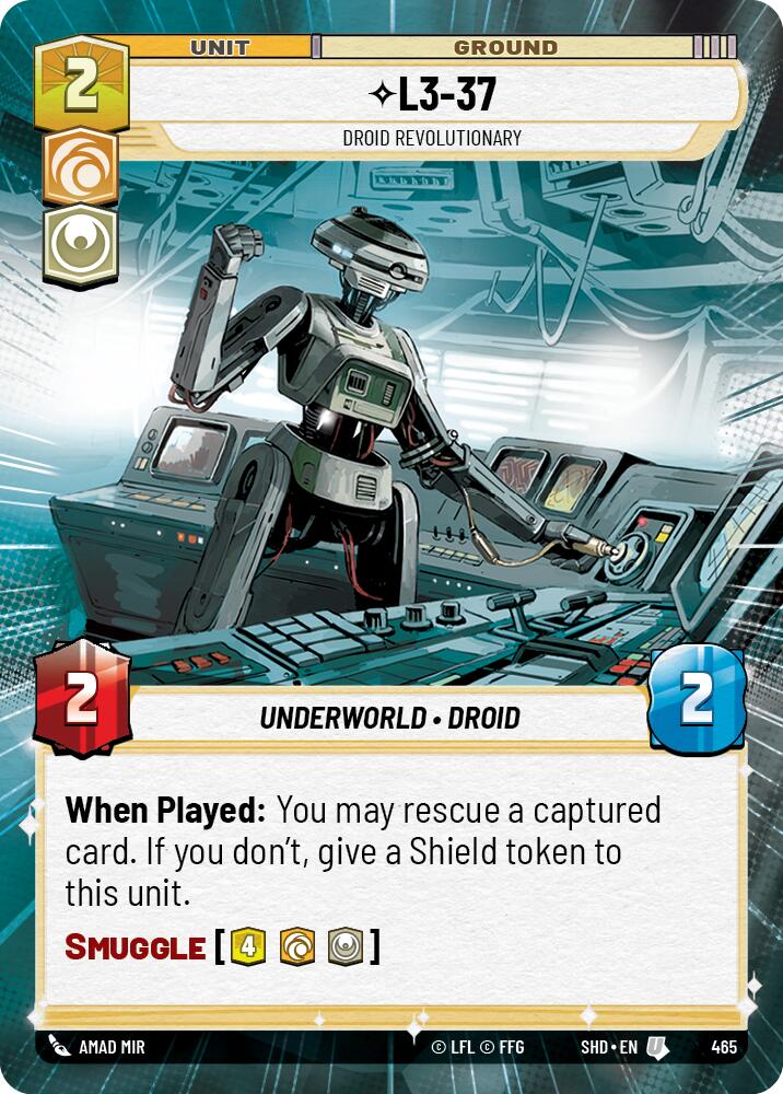 L3-37 - Droid Revolutionary (465) (Hyperspace) (465) [Shadows of the Galaxy] | Cards and Coasters CA