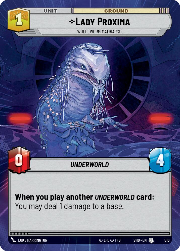 Lady Proxima - White Worm Matriarch (516) (Hyperspace) (516) [Shadows of the Galaxy] | Cards and Coasters CA