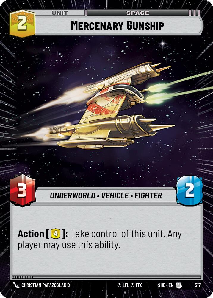 Mercenary Gunship (517) (Hyperspace) (517) [Shadows of the Galaxy] | Cards and Coasters CA