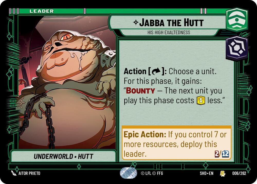 Jabba the Hutt - His High Exaltedness (006/262) (006/262) [Shadows of the Galaxy] | Cards and Coasters CA