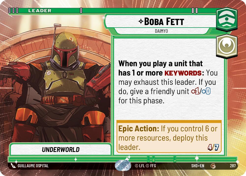 Boba Fett - Daimyo (287) (Hyperspace) (287) [Shadows of the Galaxy] | Cards and Coasters CA