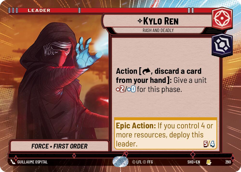 Kylo Ren - Rash and Deadly (290) (Hyperspace) (290) [Shadows of the Galaxy] | Cards and Coasters CA