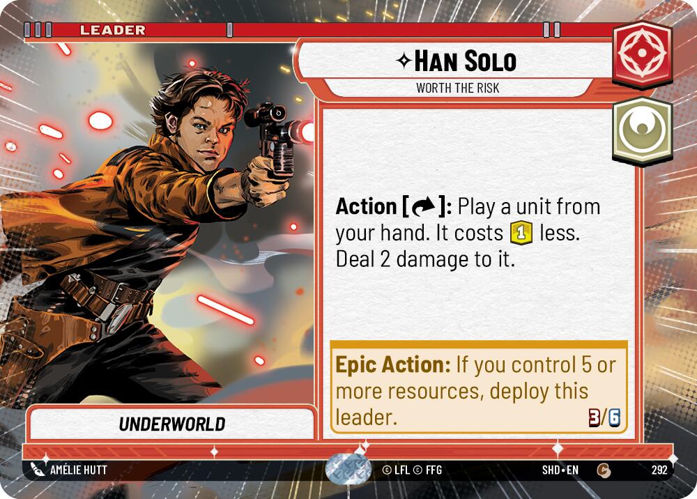 Han Solo - Worth the Risk (292) (Hyperspace) (292) [Shadows of the Galaxy] | Cards and Coasters CA