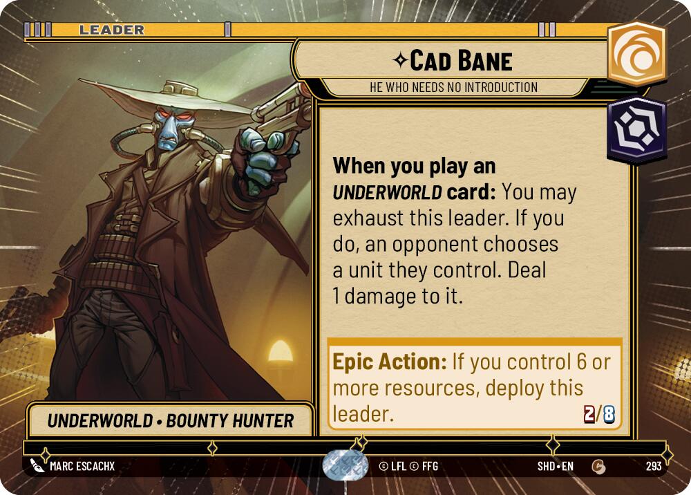 Cad Bane - He Who Needs No Introduction (293) (Hyperspace) (293) [Shadows of the Galaxy] | Cards and Coasters CA