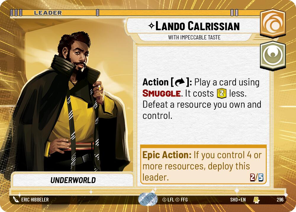 Lando Calrissian - With Impeccable Taste (296) (Hyperspace) (296) [Shadows of the Galaxy] | Cards and Coasters CA
