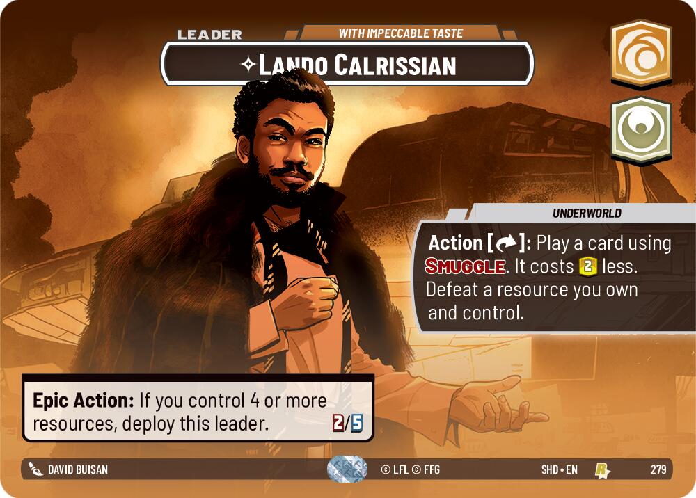 Lando Calrissian - With Impeccable Taste (279) (Showcase) (279) [Shadows of the Galaxy] | Cards and Coasters CA