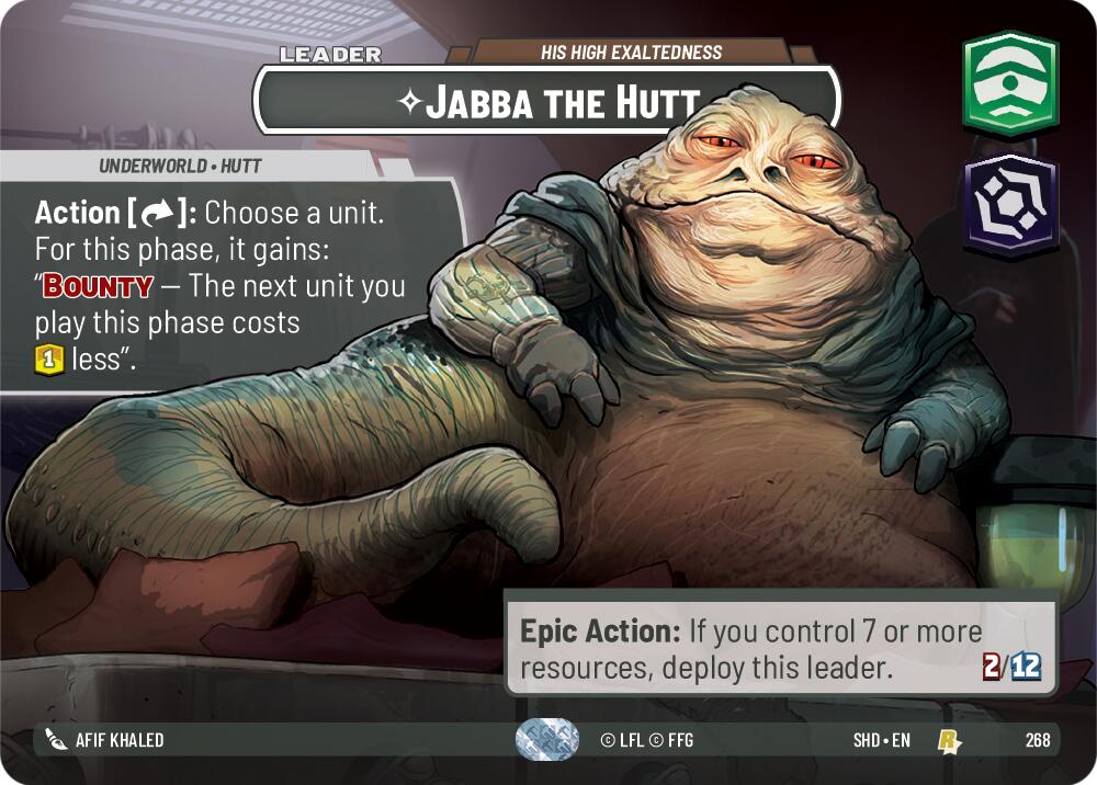 Jabba the Hutt - His High Exaltedness (268) (Showcase) (268) [Shadows of the Galaxy] | Cards and Coasters CA