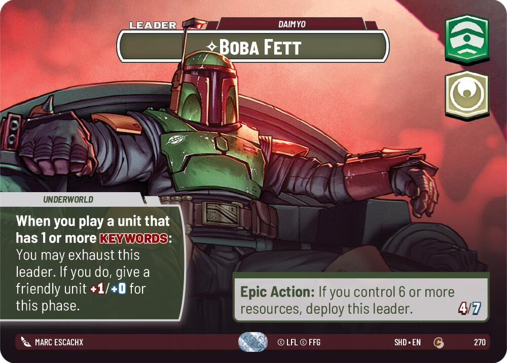 Boba Fett - Daimyo (270) (Showcase) (270) [Shadows of the Galaxy] | Cards and Coasters CA