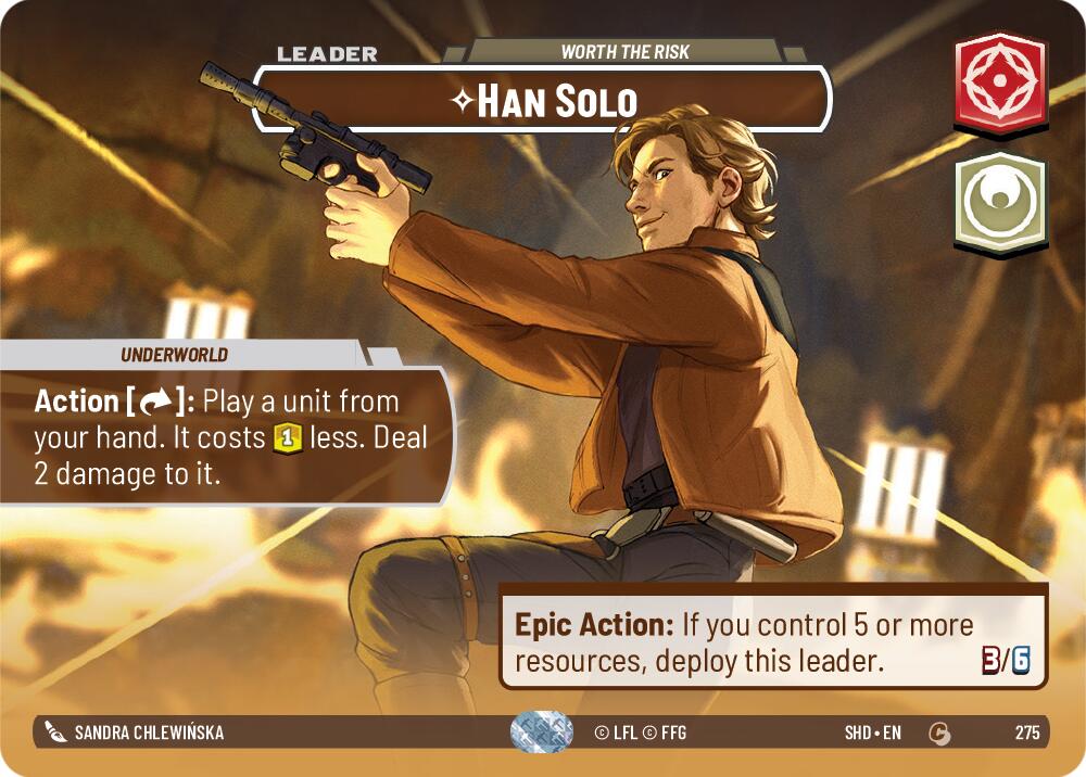 Han Solo - Worth the Risk (275) (Showcase) (275) [Shadows of the Galaxy] | Cards and Coasters CA